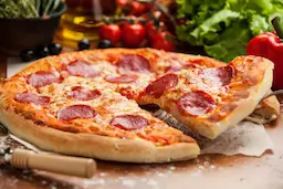 AI image tag example: a slice of pepperoni pizza.