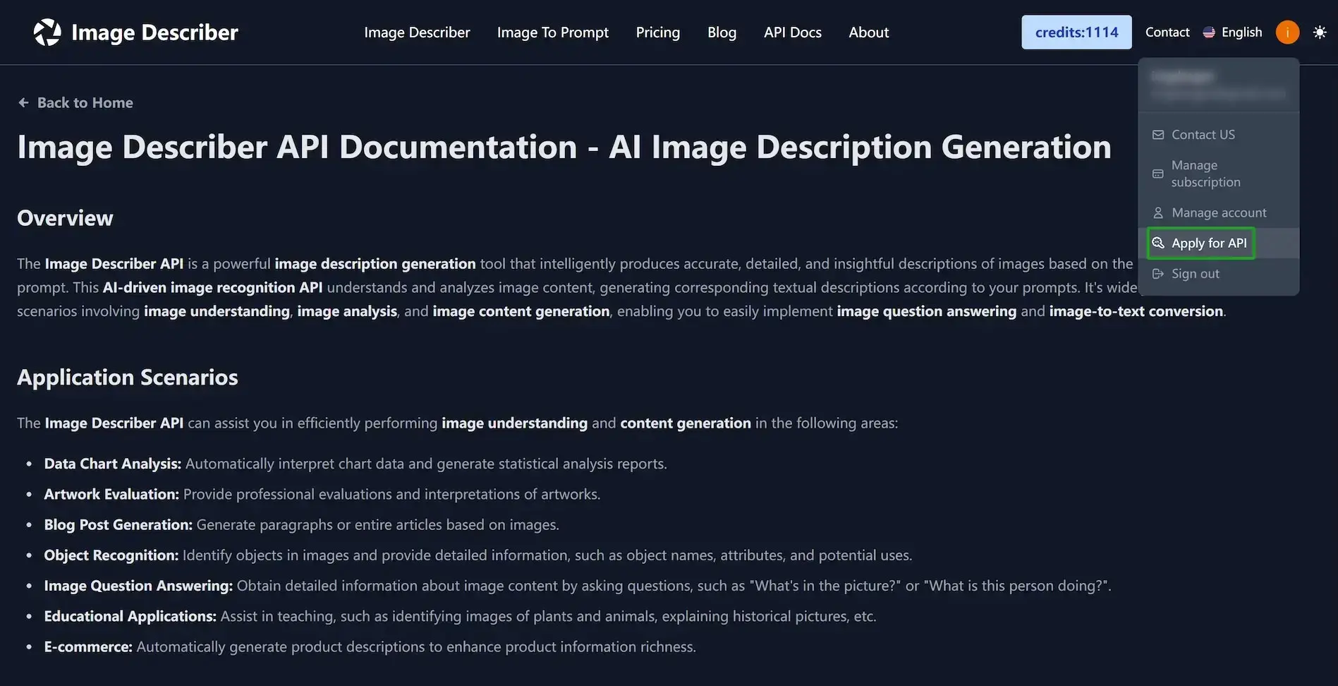 API for Image Describer